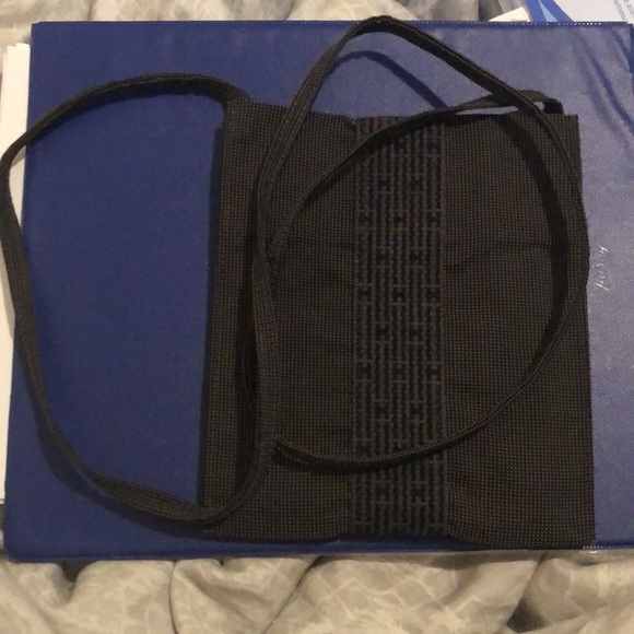 Hermes 🌟 Vintage Yale Line Mini Pochette Shoulder Bag Gray Canvas /Slin… - Picture 10 of 16